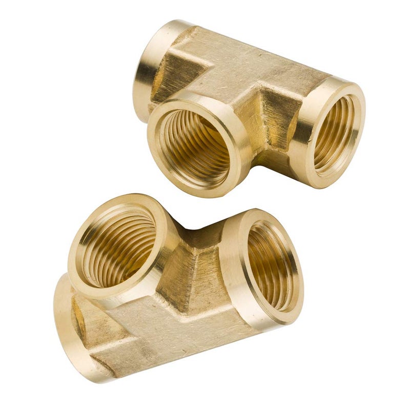 Legines Brass Pipe Fitting, Forged Tee, 3/8" NPT Female x 3/8" NPT Female x 3/8" NPT Female (2 pcs) - Image 1